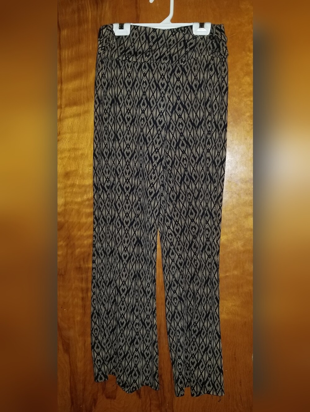 Women's Robert Louis Black & Gold Wide Leg W/ Stretchy Waist Pants Small